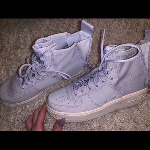 Purple high top Air Force ones